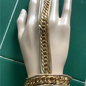 Belly dance, harem, vintage gold tone mesh slave bracelet